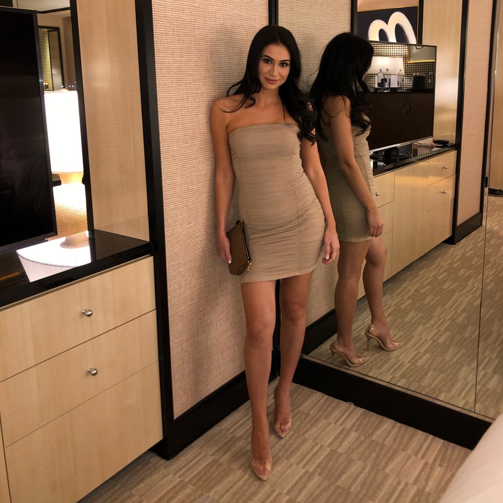 Sexy Ruched Nude Dress Size XS By the Way